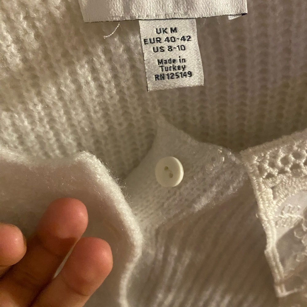 Topshop Cream Lace Collar Cardigan - Picture 4 of 5